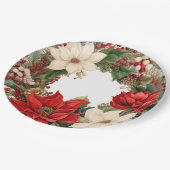 Kerstmis Poinsettias en Holly Papieren Bordje (Gekanteld)