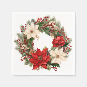 Kerstmis Poinsettias en Holly Servet
