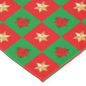 Kerstmis: Poinsettias en sterren op rood en groen Tafelkleed (Gekanteld)