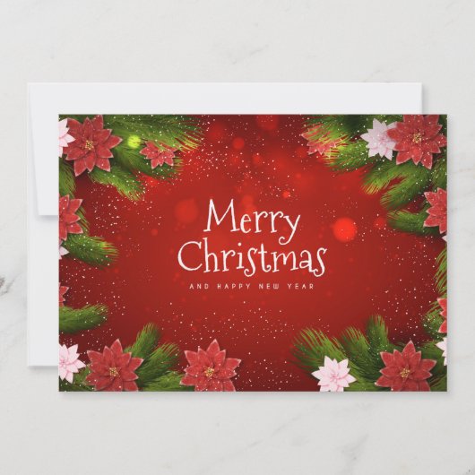 Kerstmis Poinsettias Feestdagenkaart (Voorkant)
