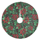 Kerstmis Poinsettias Fleece Kerstboom Rok (Voorkant)