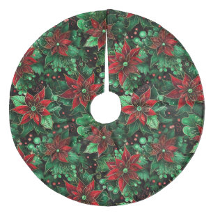 Kerstmis Poinsettias Fleece Kerstboom Rok
