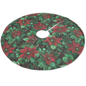 Kerstmis Poinsettias Fleece Kerstboom Rok (Gekanteld)