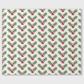Kerstmis Poinsettias met witte rug Cadeaupapier (Vlak)
