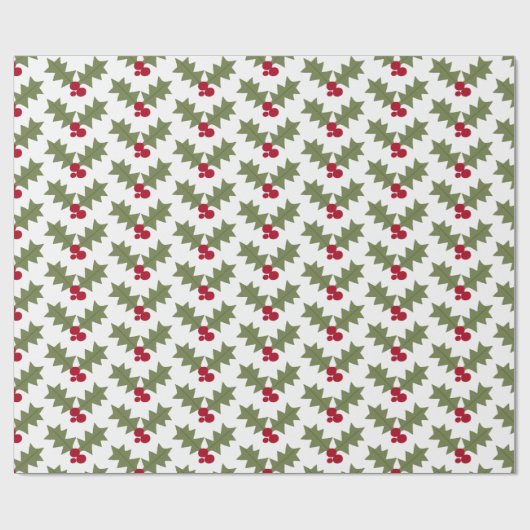 Kerstmis Poinsettias met witte rug Cadeaupapier (Vlak)