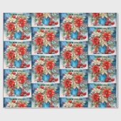 Kerstmis Poinsettias Naar Mam En Papa Aangepaste T Cadeaupapier (Vlak)