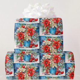 Kerstmis Poinsettias Naar Mam En Papa Aangepaste T Cadeaupapier