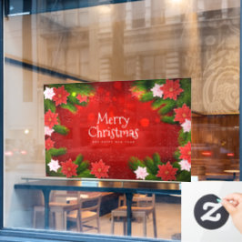 Kerstmis Poinsettias Raamsticker