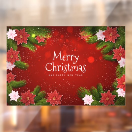 Kerstmis Poinsettias Raamsticker (Vel 2)