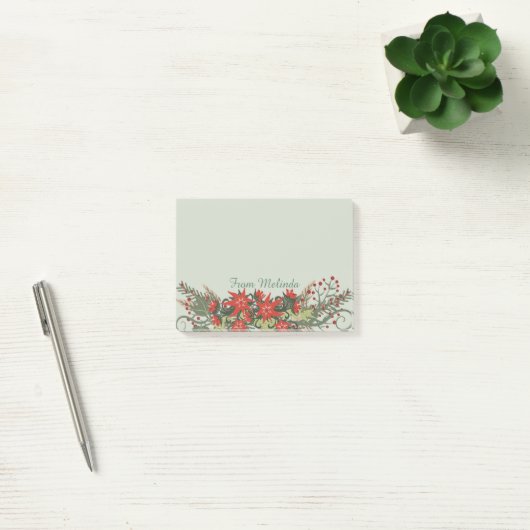 Kerstmis Poinsettias Swag op maat Post-it® Notes (Kantoor)