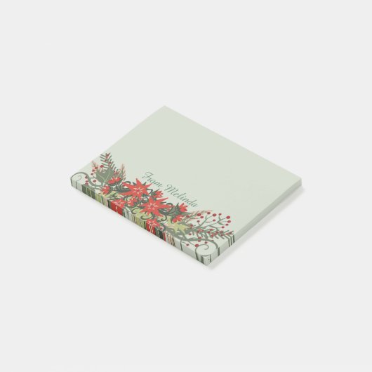 Kerstmis Poinsettias Swag op maat Post-it® Notes (Schuin)