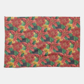 Kerstmis Poinsettias Vakantie Theedoek (Horizontaal)