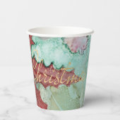 Kerstmis Pointsetta Papieren Bekers (Achterkant)