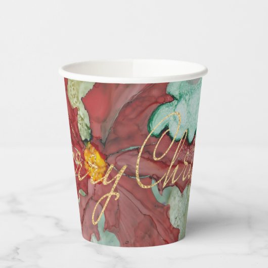 Kerstmis Pointsetta Papieren Bekers (Links)