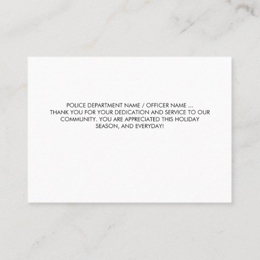 Kerstmis politieagent wetshandhaving Dank u wel Visitekaartje (Achterkant)