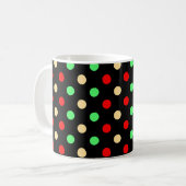 Kerstmis - Polka Dots Pattern on Black Background Koffiemok (Voorkant links)