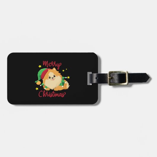 Kerstmis Pomeranian Prettig Kerstmis Essentials T- Bagagelabel (Voorkant horizontaal)