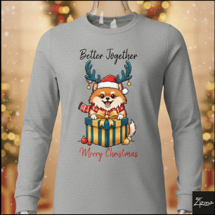 Kerstmis Pomeranian Rendier Sjaal Cadeau Grafisch Tri-Blend Shirt