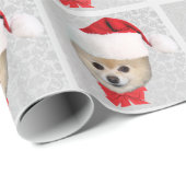 Kerstmis, Pommeren Dog, Santa Hat Cadeaupapier (Rol Hoek)