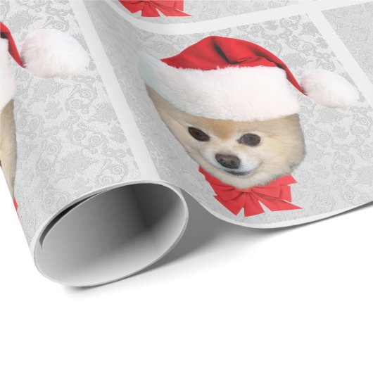 Kerstmis, Pommeren Dog, Santa Hat Cadeaupapier (Rol Hoek)