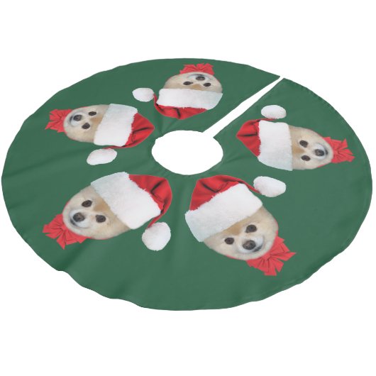 Kerstmis, Pommeren Dog, Santa Hat Kerstboom Rok (Gekanteld)