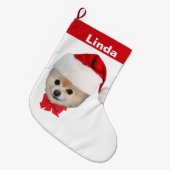 Kerstmis, Pommeren Dog, Santa Hat, naam Grote Kerstsok (Voorkant (Hangend))