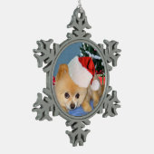 Kerstmis, Pommeren Dog, Santa Hat Tin Sneeuwvlok Ornament (Links)