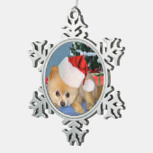 Kerstmis, Pommeren Dog, Santa Hat Tin Sneeuwvlok Ornament (Rechts)