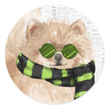 Kerstmis Pommerse Hond in Zonnebril Vakantie