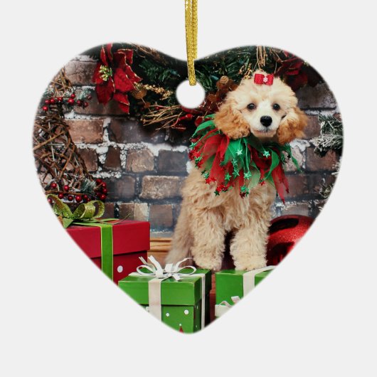 Kerstmis - Poodle - Dolly Keramisch Ornament (Voorkant)