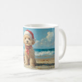 Kerstmis Poodle Hond Vintage Strand Koffiemok (Voorkant rechts)