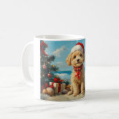 Kerstmis Poodle Hond Vintage Strand Koffiemok (Voorkant links)