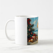 Kerstmis Poodle Hond Vintage Strand Koffiemok (Links)