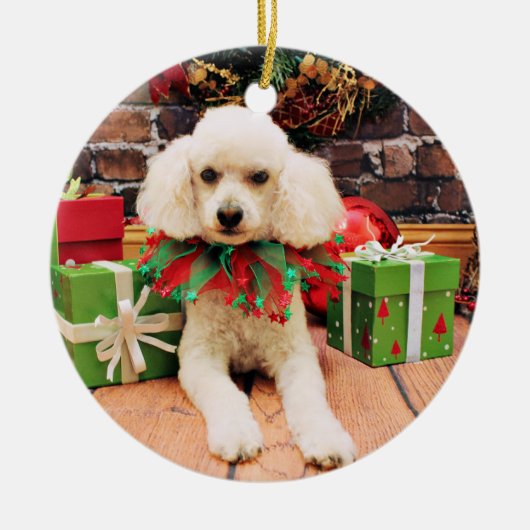 Kerstmis - Poodle - Riley Keramisch Ornament (Voorkant)