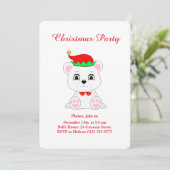 Kerstmis Poolbeer Elf op Witte Feest Uitnodiging (Staand voorkant)