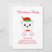 Kerstmis Poolbeer Elf op Witte Feest Uitnodiging (Voorkant)