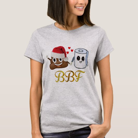 kerstmis poop emoji toiletpapier beste maatjes t-shirt (Voorkant)