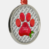Kerstmis Pootafdruk Meow Kat NAAM Hulst Fun Metalen Ornament (Rechts)