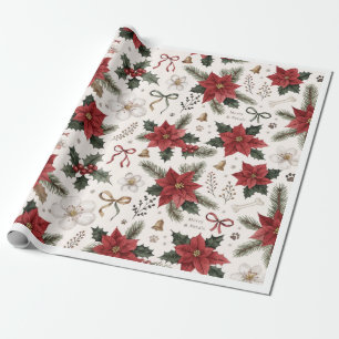 Kerstmis Pootjes & Bloemblaadjes – Botanische Poot Cadeaupapier