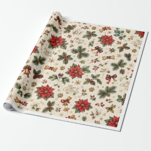 Kerstmis Pootjes & Bloemblaadjes – Botanische Poot Cadeaupapier