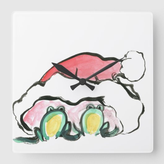 Kerstmis, pop - Sumi-e Vierkante Klok (Voorkant)