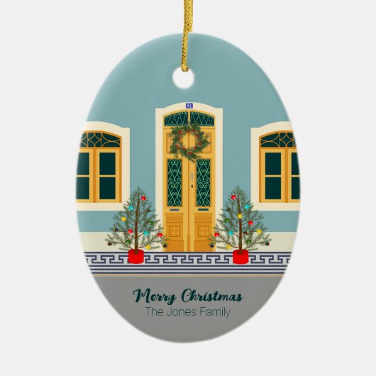 Kerstmis Portugees Feestelijk Huis Keramisch Ornament (Voorkant)