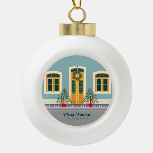 Kerstmis Portugees Feestelijk Huis Keramische Bal Ornament (Voorkant)