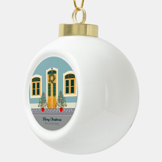 Kerstmis Portugees Feestelijk Huis Keramische Bal Ornament (Rechts)