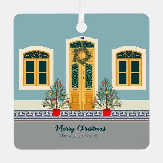 Kerstmis Portugees Feestelijk Huis Metalen Ornament (Voorkant)