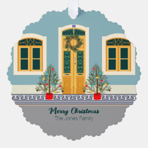 Kerstmis Portugees Feestelijk Huis Ornament Kaart