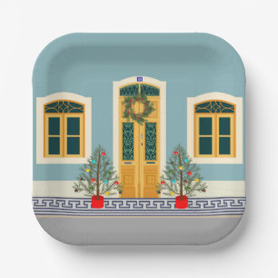 Kerstmis Portugees Feestelijk Huis Papieren Bordje