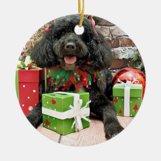Kerstmis - Portugese waterhond - Yanda Keramisch Ornament (Voorkant)