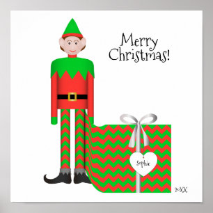 Kerstmis - Poster - Chevron Gift Package