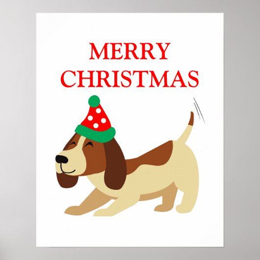 Kerstmis Poster, Schattige Dog Xmas Poster, Feeste Poster (Voorkant)